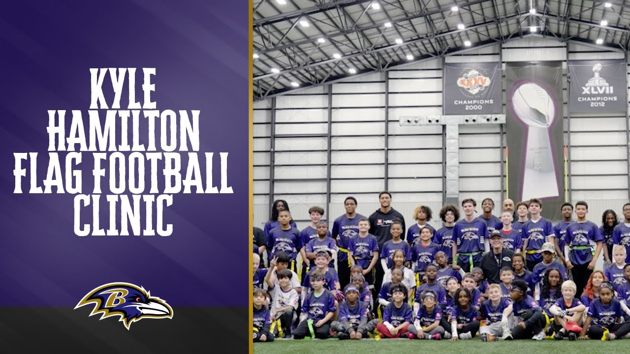 Kyle Hamilton Hosts Flag Football Clinic for Military Family Kids | Baltimore Ravens