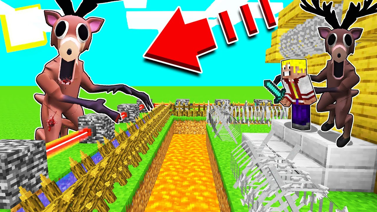 7 HACKS DE CONSTRUCCIÓN SEGURA VS CIERVO MUTANTE DE 99 NOCHES EN MINECRAFT