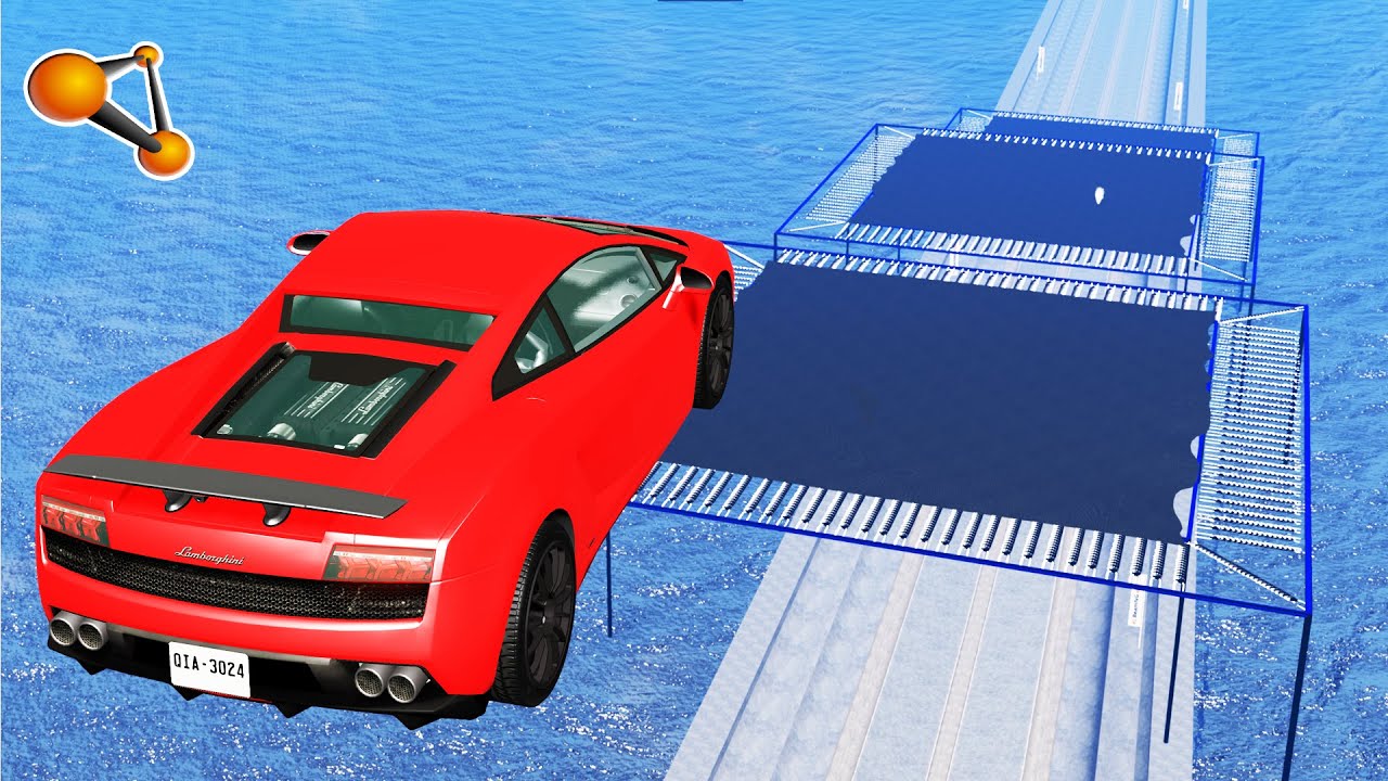Cars vs Giant Trampoline - BeamNG.DRIVE | CrashTherapy