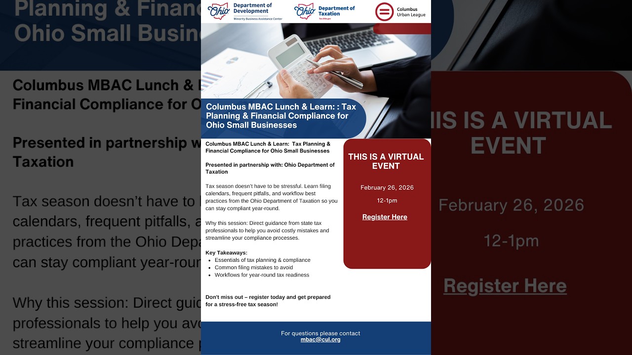 Columbus MBAC Lunch & Learn: Tax Planning & Financial Compliance w/ Ohio Department of Taxation