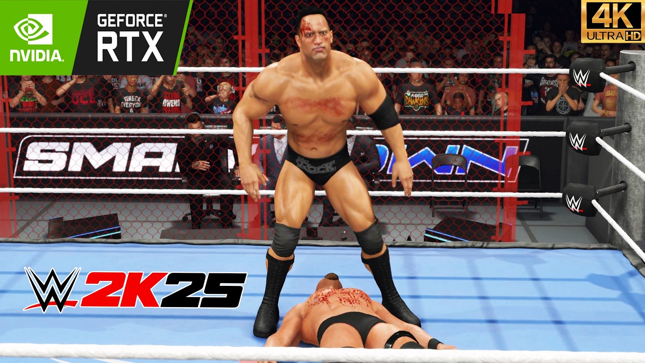 WWE 2K25 : Steve Austin vs The Rock – Brutal Hell in a Cell Showdown!  -  (4K60fs)