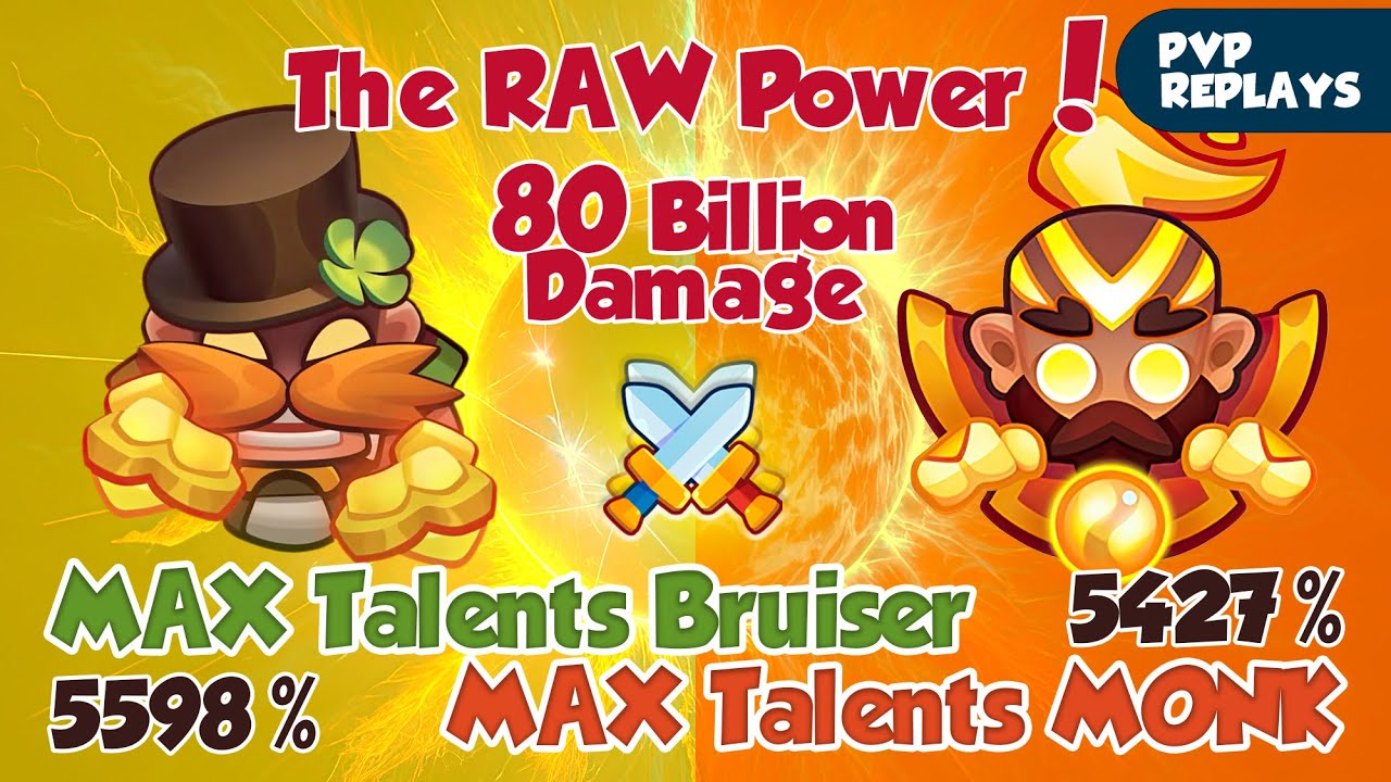 Max Talents Bruiser vs Max Talents Monk, 80 Billion Damage, Who WIN? PVP Rush Royale