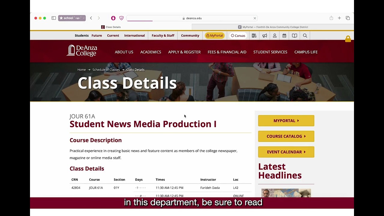 How to Register for Classes at De Anza