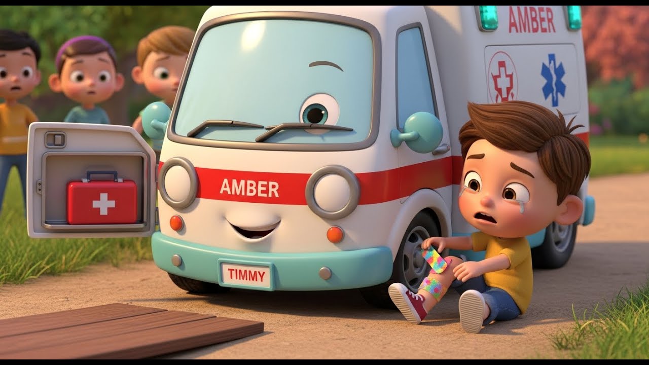 Poli's Hero Crew | Amber's First Aid Rescue! | Ouch! A Scraped Knee | Robocar Poli STEM | Full