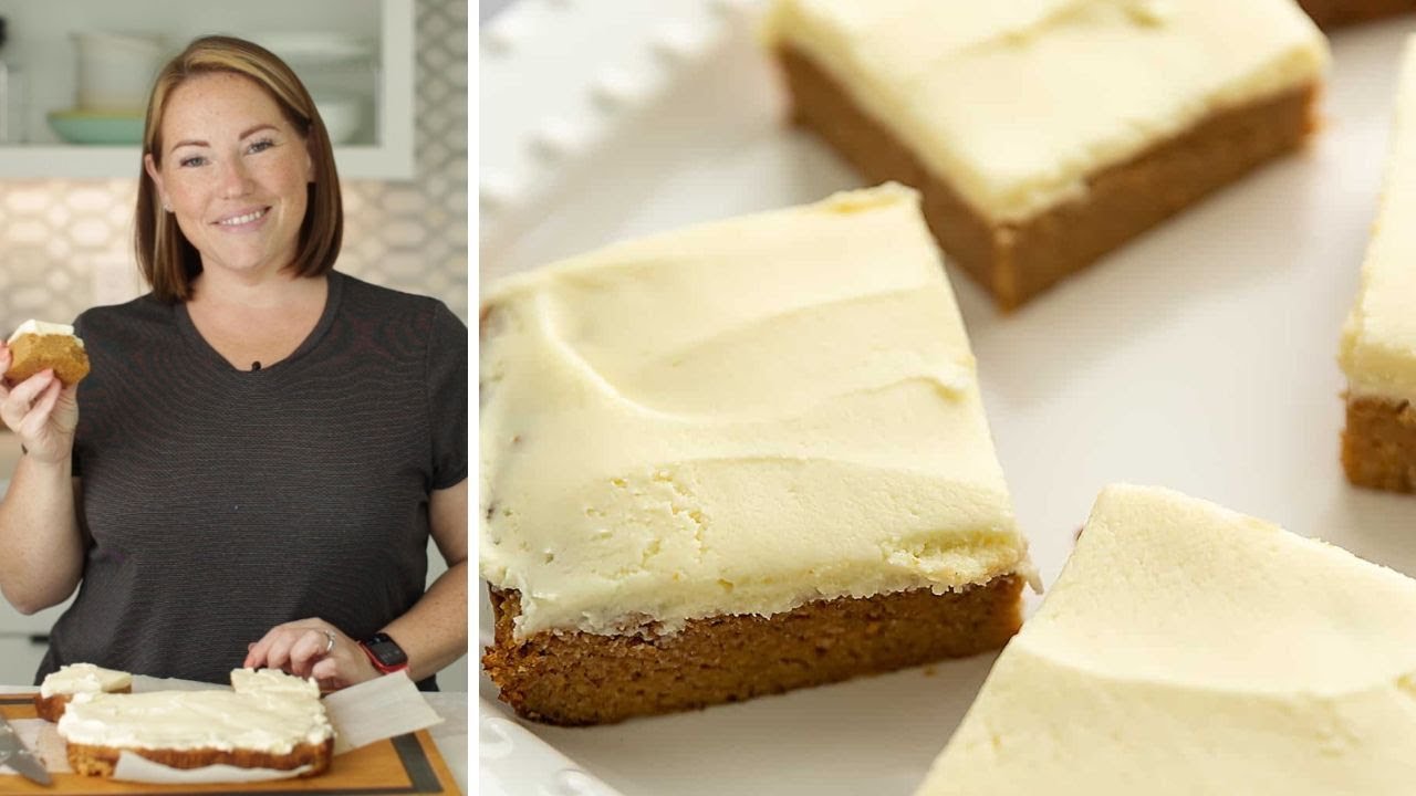 AMAZING Keto Pumpkin Bars with Cream Cheese Frosting