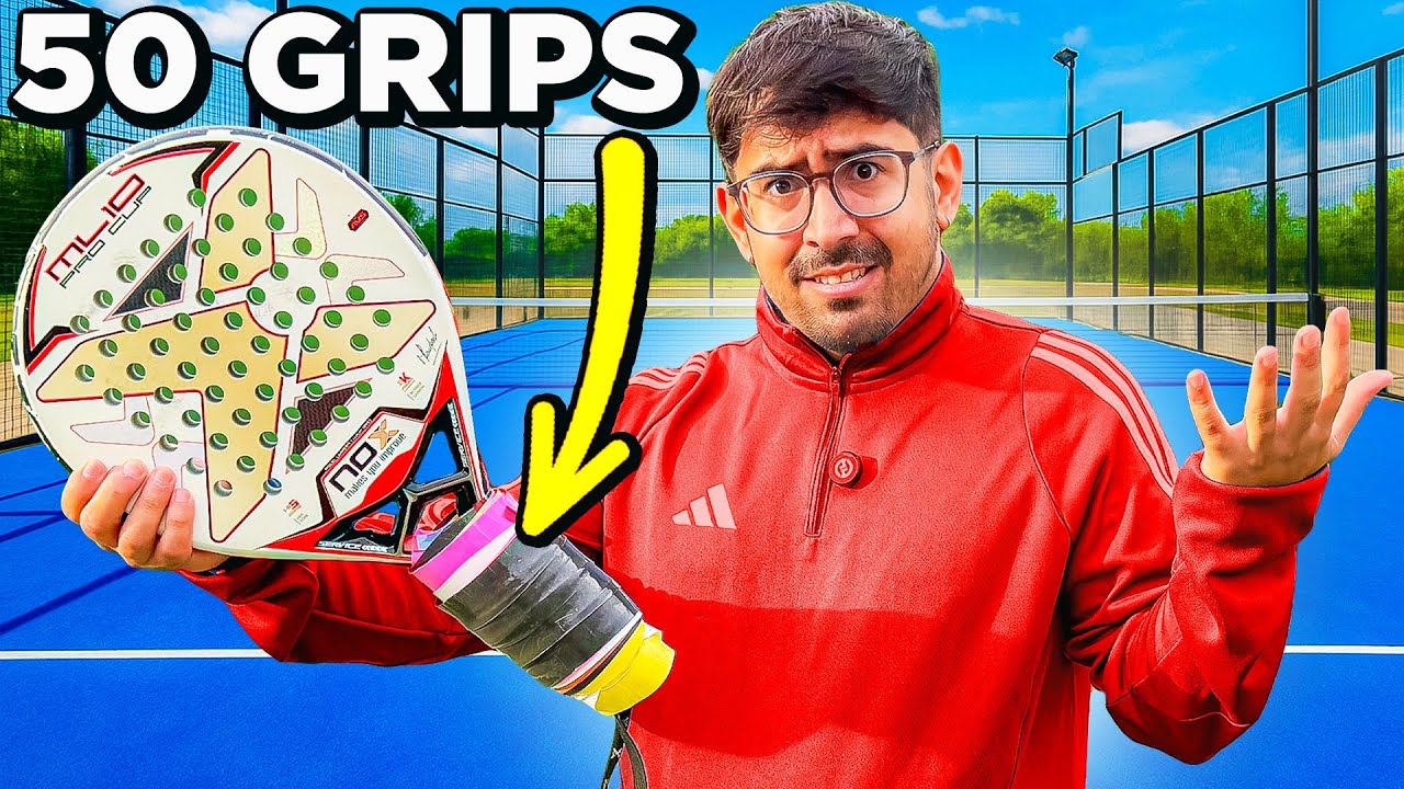 Jugu&eacute; con 50 Grips en mi pala de Padel