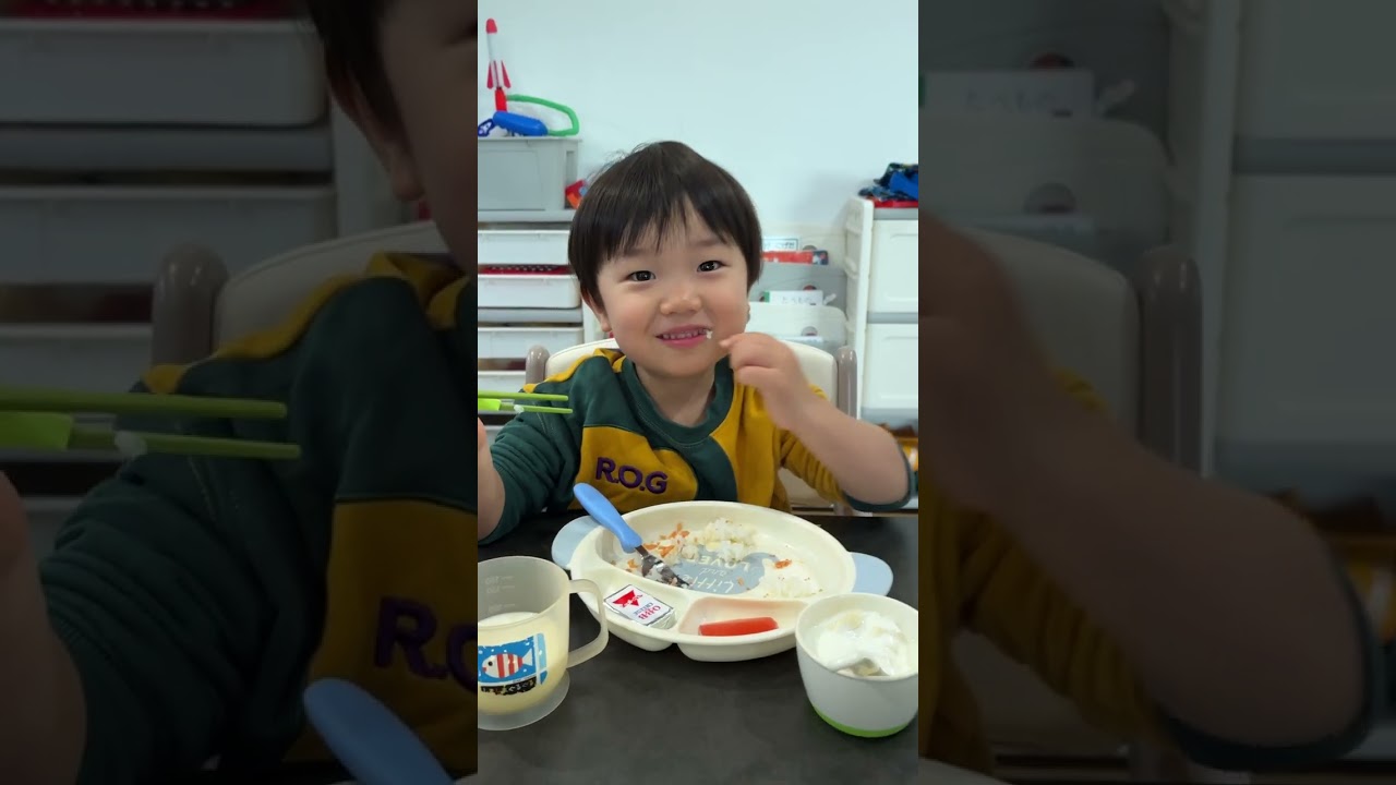 【食事】HARU/もくもく食事 ふりかけご飯とお片付け　【3years 10month old】