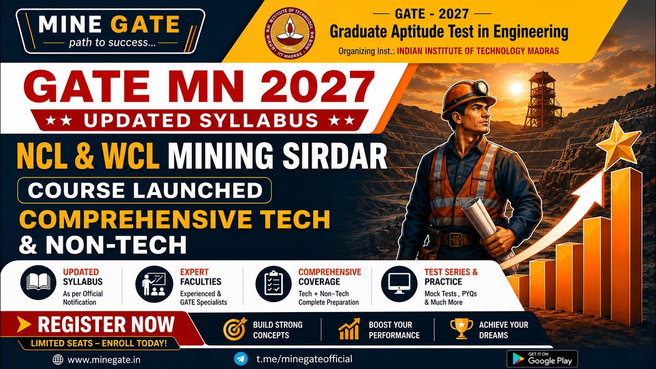 GATE Mining 2027 New Syllabus & Major Changes | NCL & WCL Mining Sirdar Batch Launch 🚀