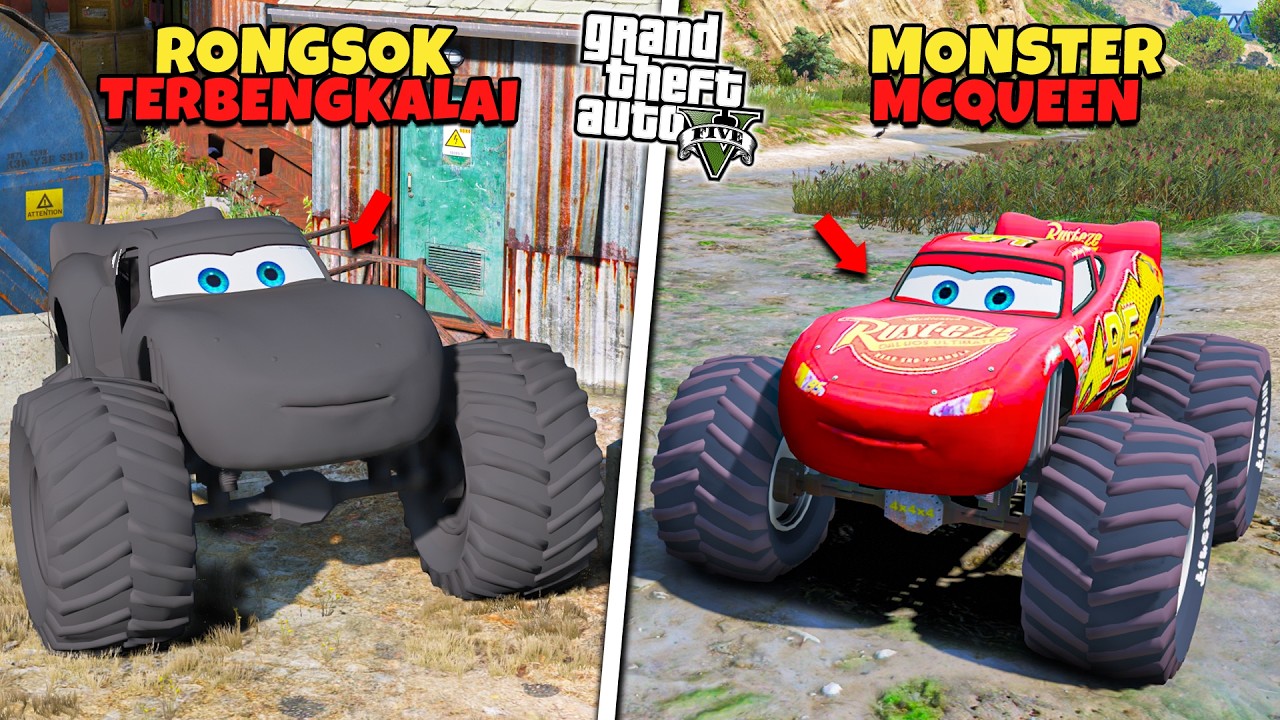 Aku Menemukan Mobil MONSTER Lightning McQueen Sudah Rongsok Terbengkalai - GTA 5 MOD