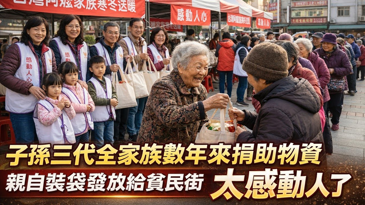 台灣很少看到阿嬤帶著兒孫全家族每年購買物資裝袋發放給數百位貧民 場面真令人感動#人間有愛 #善的傳承 #阿嬤帶著孫子 #溫暖行動 #台灣善心 #按讚分享 #愛心傳播