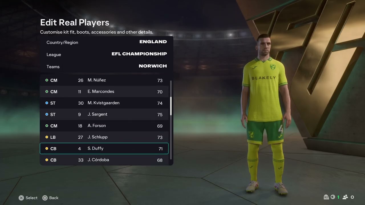 FC 26 Norwich Overall Player Ratings
