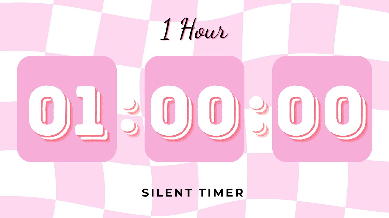 💗 1 Hour Silent Timer | Cute Ending Alarm | Pastel Pink Aesthetic 🌟 4K