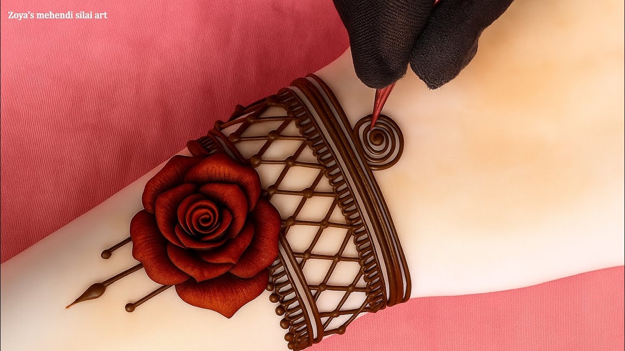 Arabic mehendi design 2025 simple and easy beautiful 😍 || Rose mehndi design || #unique#mehndi#henna