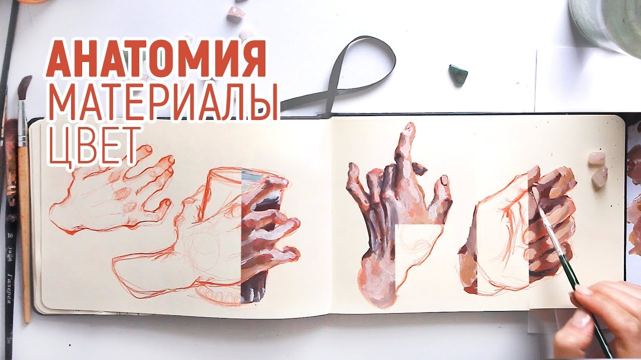 ЗАПОЛНЯЮ СКЕТЧБУК ГУАШЬЮ - рисую руки | 🎨 Зачем художнику дорогие материалы | Зачем учить анатомию