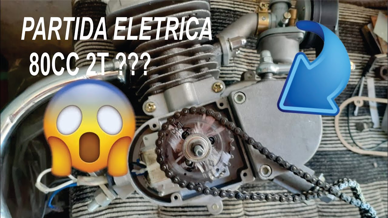 COLOCANDO PARTIDA ELÉTRICA NO MOTOR 80CC 2T placa de partida caseira.