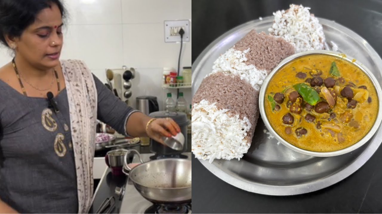 Kerala spl.puttu and kadala curry