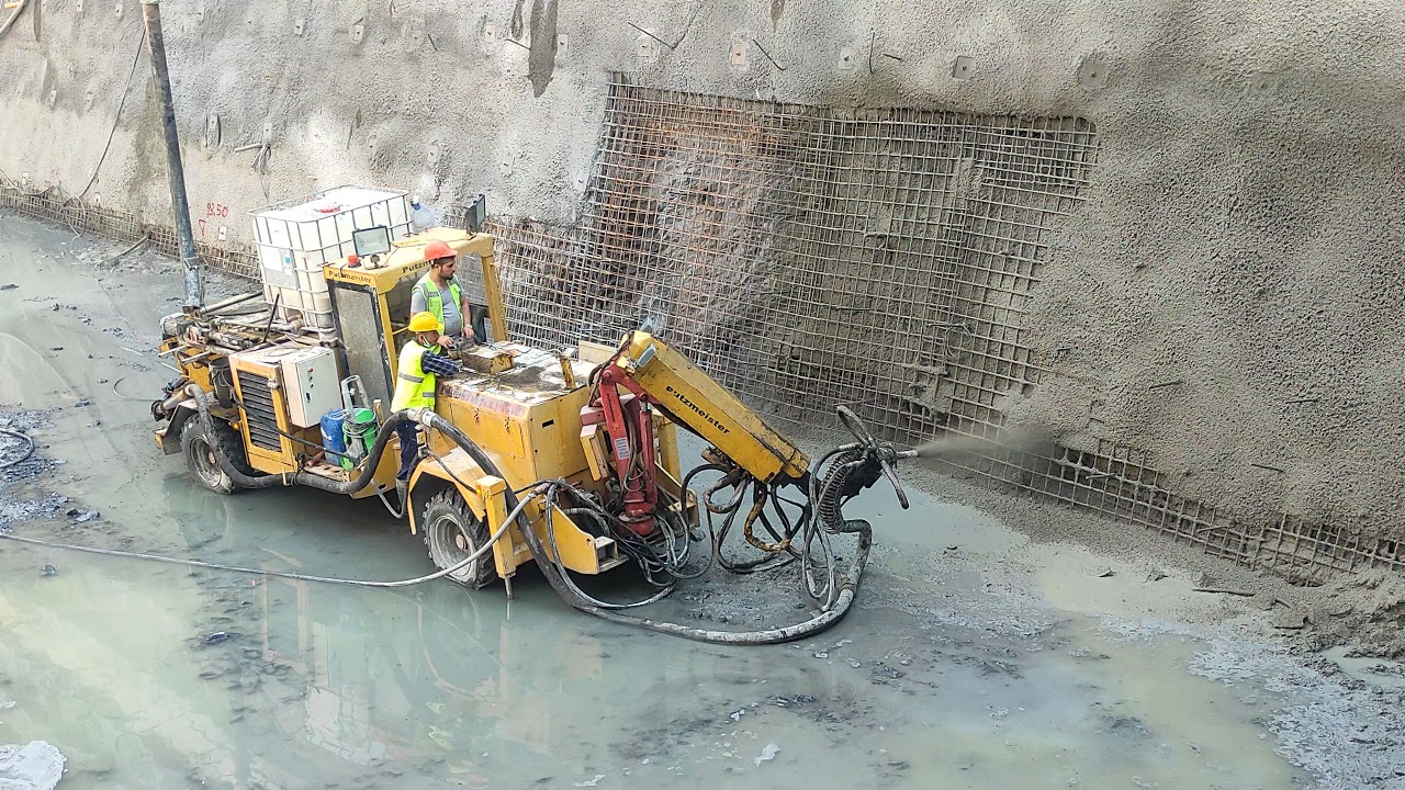 putzmeister beton püskürtme makinası ile püskürtme betonu atımı püskürtme robotu