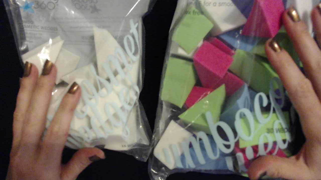 ASMR Request ~ Crinkling Cosmetic Wedges Bag / Counting / Sorting (Whisper)