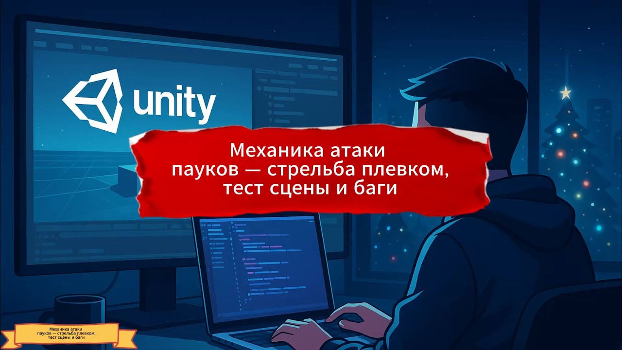 Механика атаки пауков — стрельба плевком, тест сцены и баги