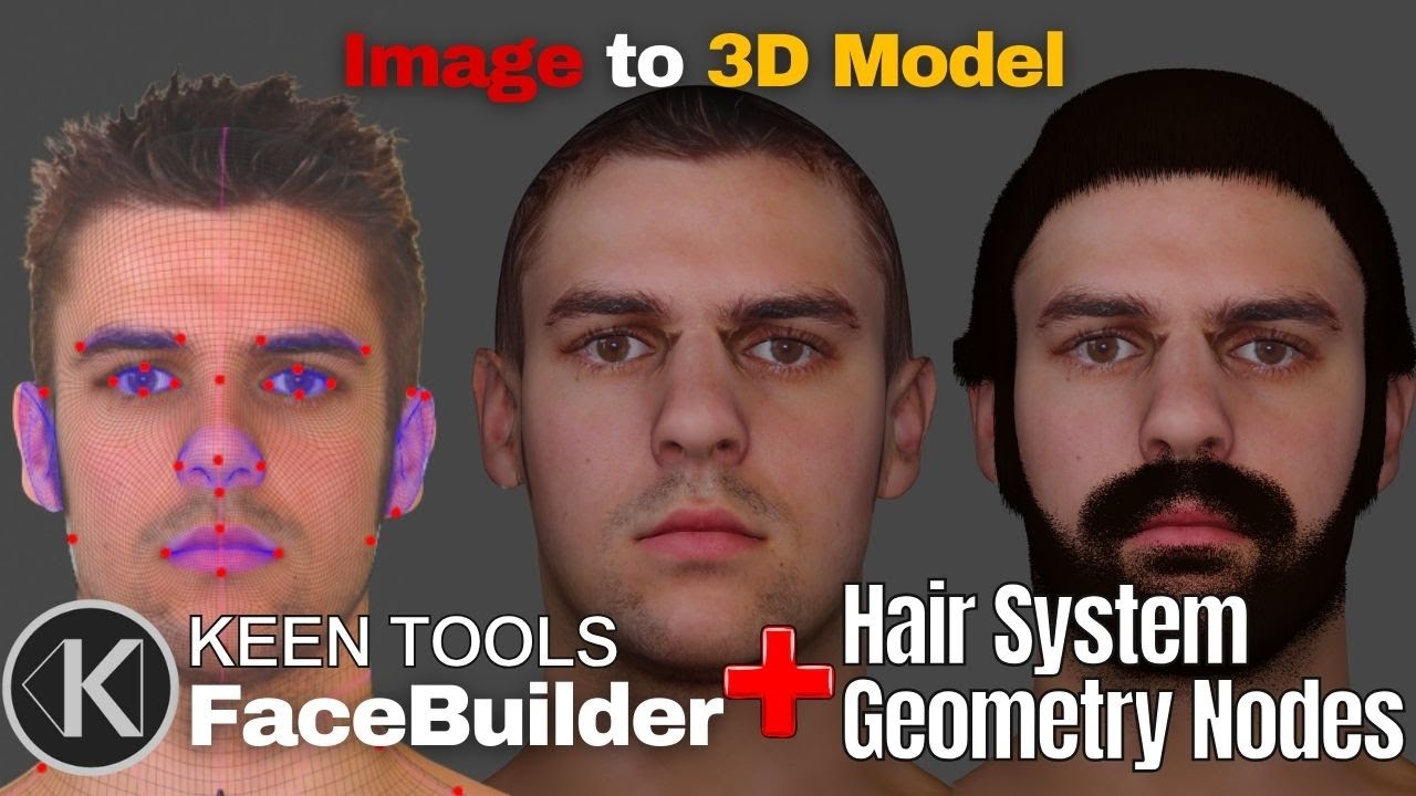 Turn 2D Image to 3D Model using FaceBuilder : New Hair System Geometry Nodes
