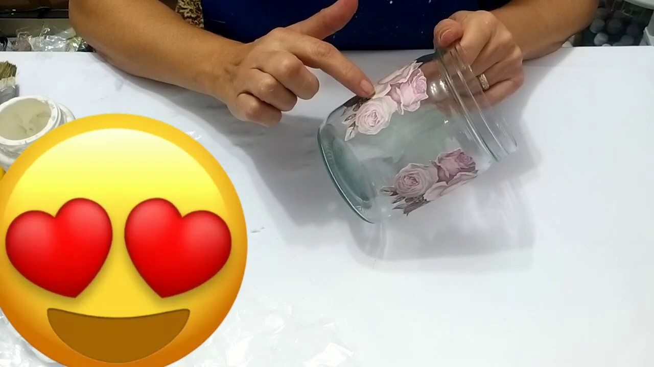 DIY UAU COMO FAZER DECOUPAGEM DE GUARDANAPO  DIRETO NO VIDRO, PODE LAVAR !!!GUARDANAPO PLASTIFICADO