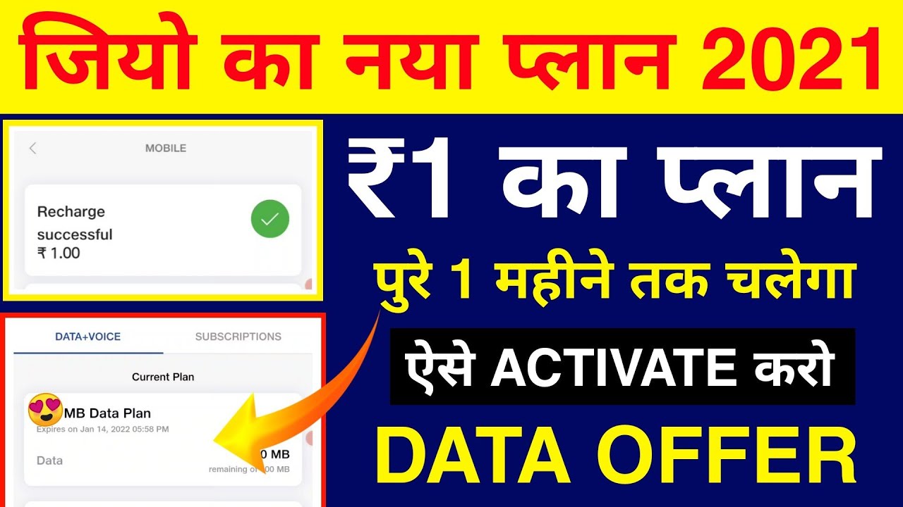 Jio New Plan 2022 - Jio Rs.1 New Plan Activate December 2021 | Jio Rs.1 Plan Launch 2022