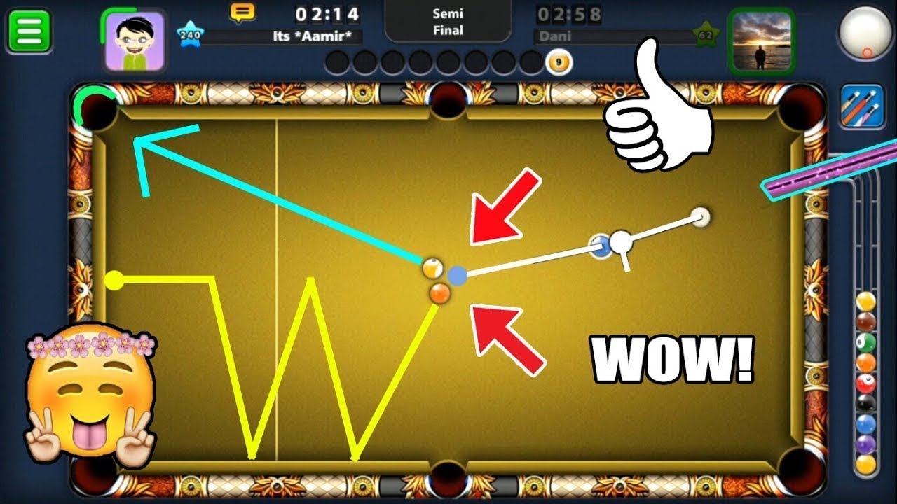 LEGENDARY INDIRECT TRIANGLE COMBINATION SHOT IN 8 BALL POOl (he didn't react much)