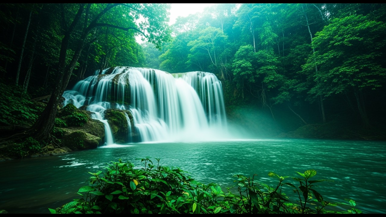Let Go Sleep Music with Soft Night Waterfall for Emotional Release 🤍💧🌙