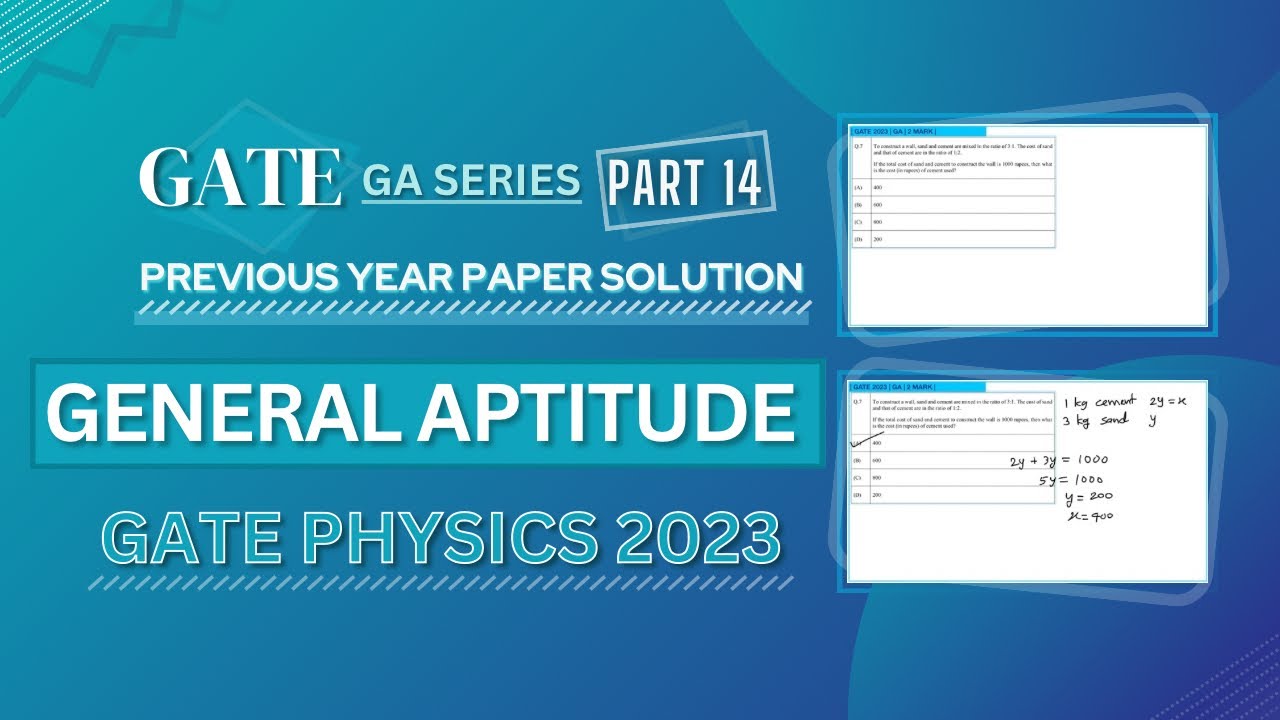 GATE PHYSICS 2023 Solved Paper | General Aptitude | Previous Year Paper COMPLETE Solution