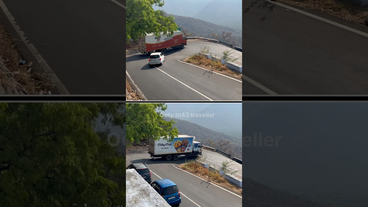 Bharat Benz and TATA truck going in a sharp curve ghat road #tatalorry #bharatbenz #lorrylife