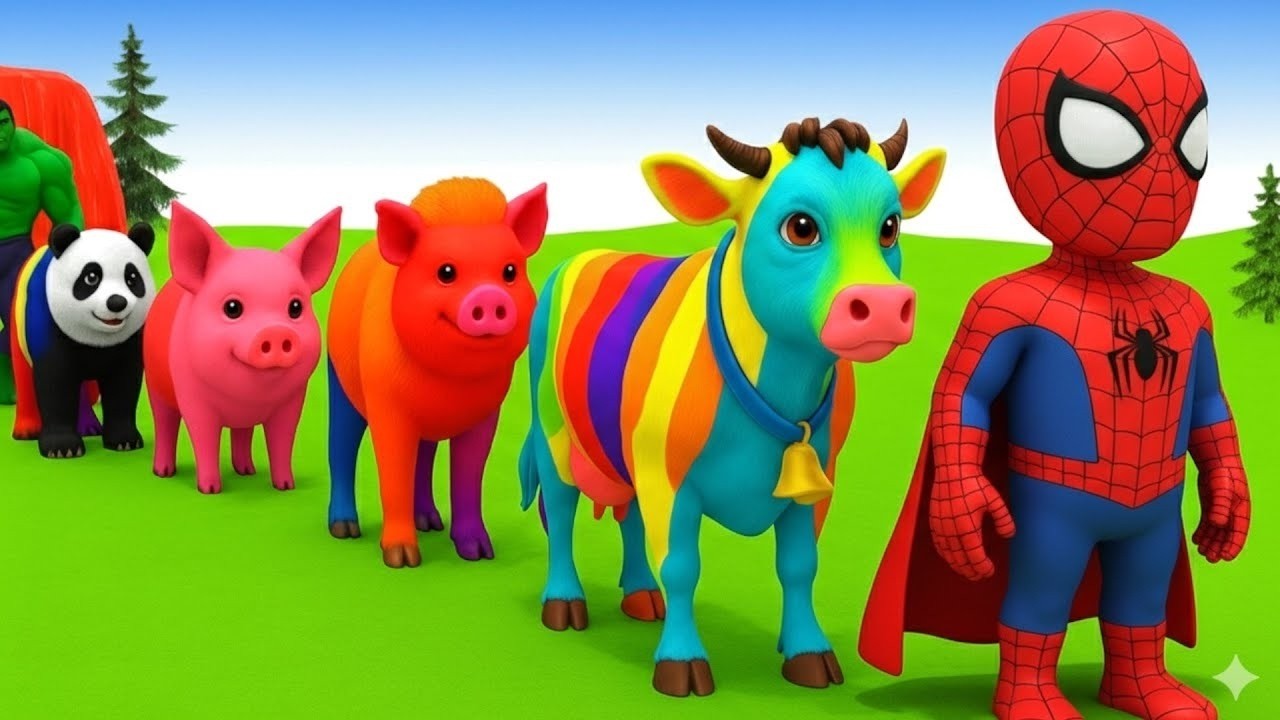Long Slide Game with Cow Elephant Gorilla Hippopotamus Tiger 3d Animal Game Funny 3d Animals