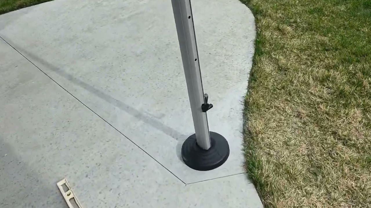 How to mount a purple leaf cantilever umbrella directly to concrete patio.