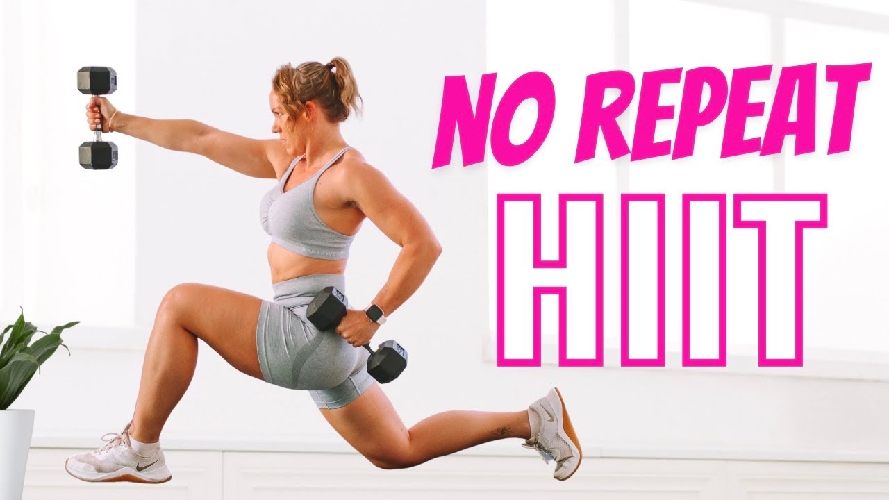 45 MIN STRONG NO REPEAT HIIT - Full Body Workout | Dumbbells & Bodyweight