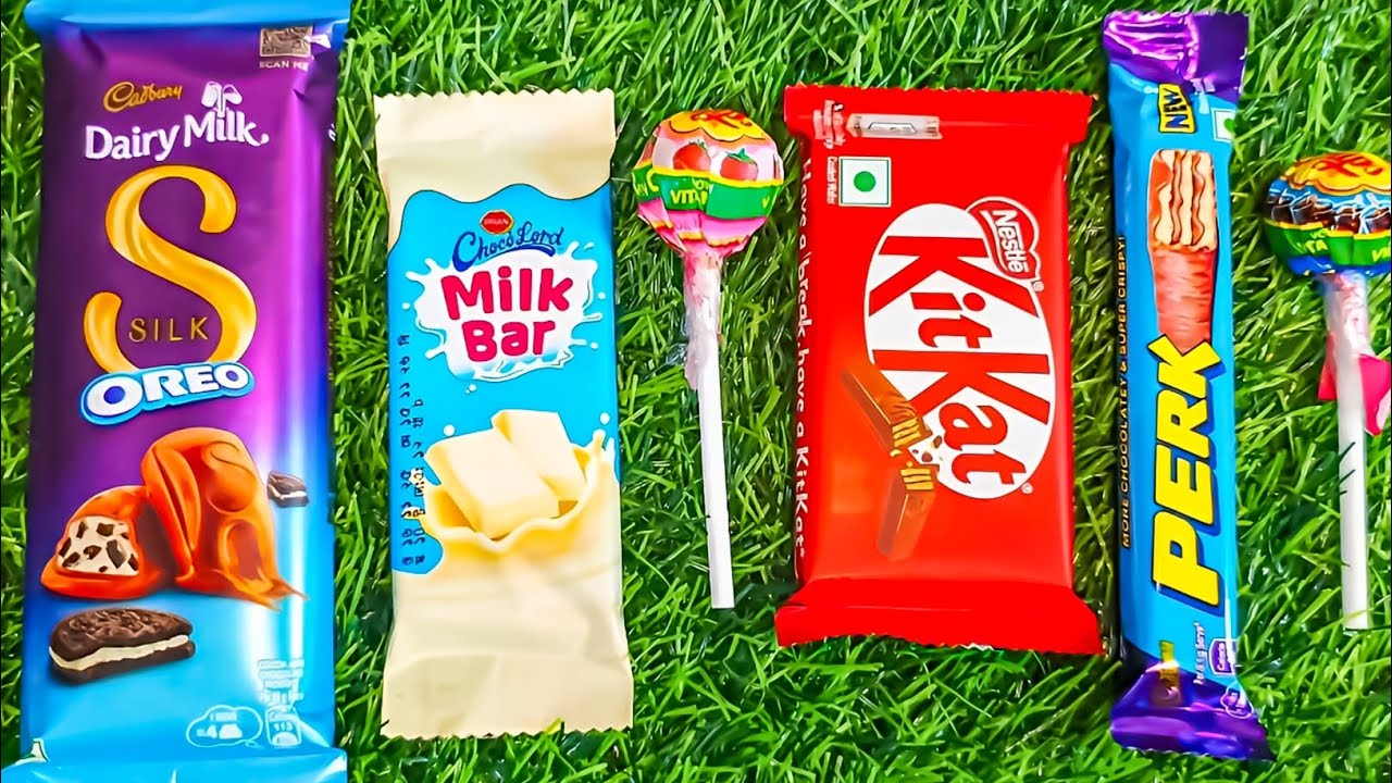 ASMR Most Popular Candys / some lots of colorful rainbow lollipop candy / unpacking chocolate eat