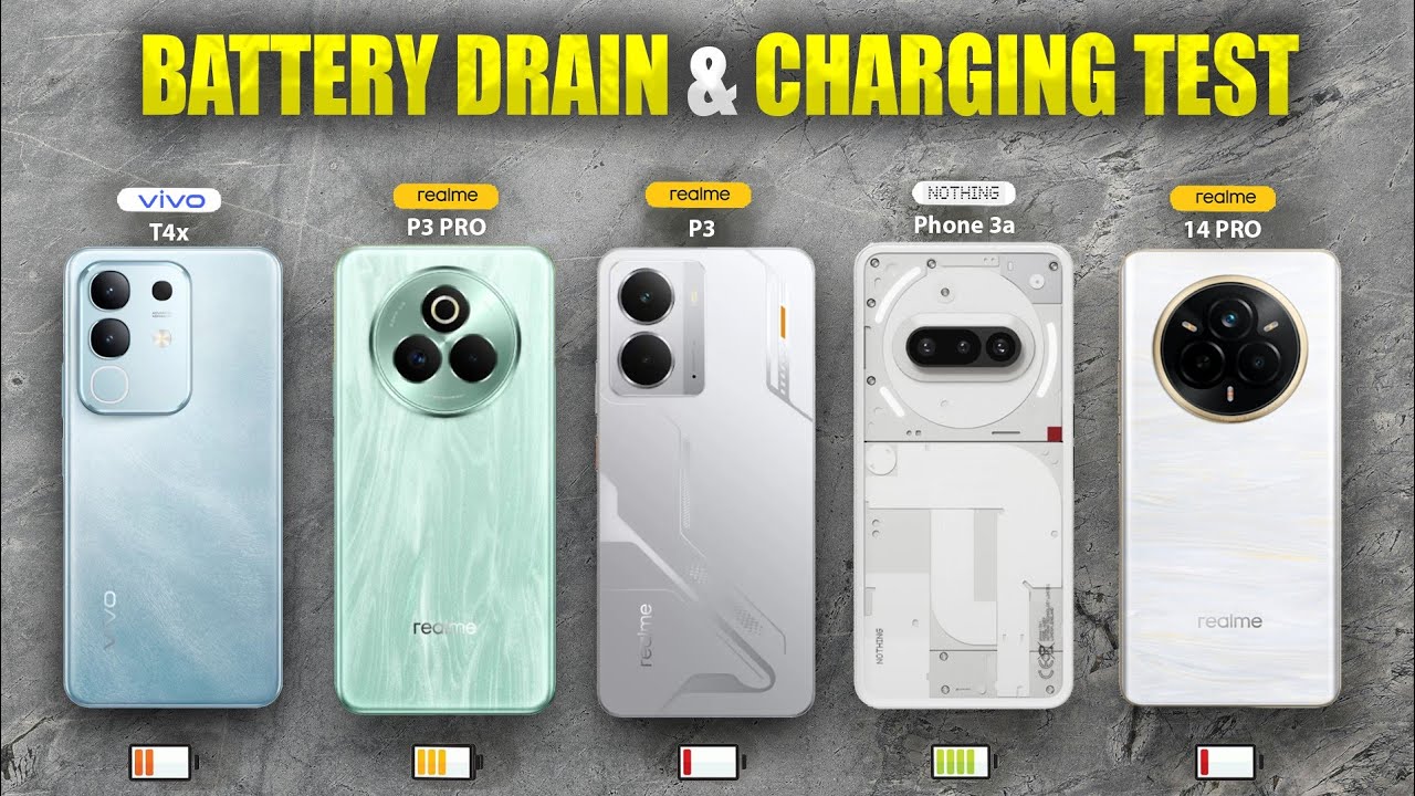 Realme P3, Vivo T4x, Nothing Phone 3a, Realme P3 Pro, Realme 14 Pro Battery Drain & Charging Test