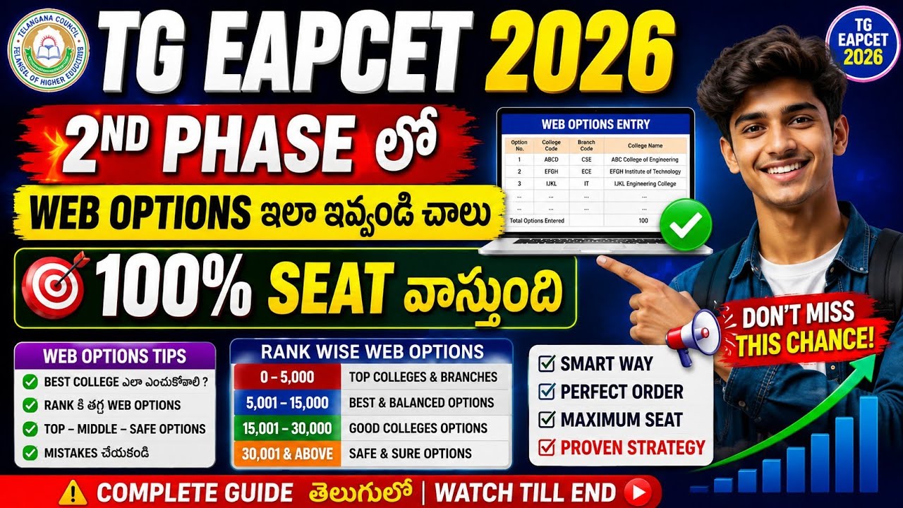 TG EAPCET 2026 2nd Phase Web Options Process | How to Exercise TS EAMCET Phase 2 Web Options