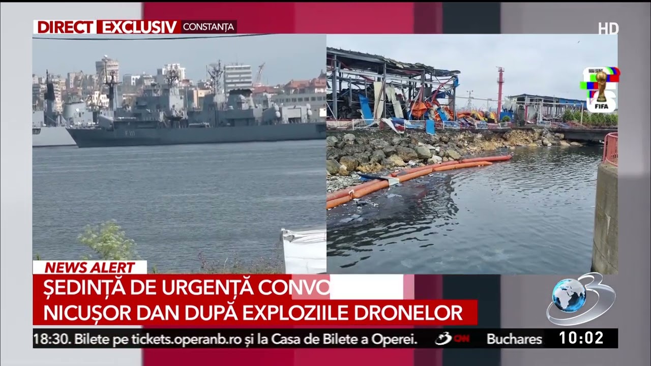 Imaginile distrugerilor după explozia unei drone &icirc;n Portul Constanța