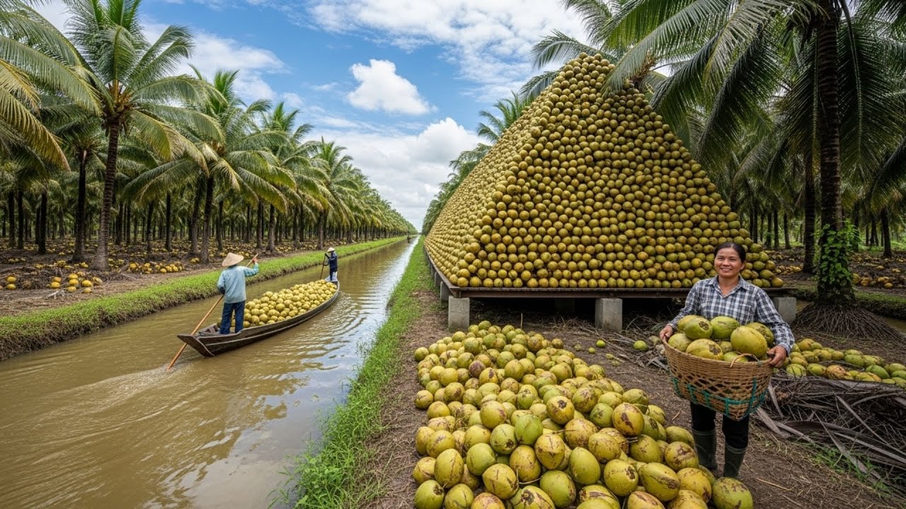 Inside Coconut Farming: Millions Harvested for Global Distribution | Agricultural Secrets