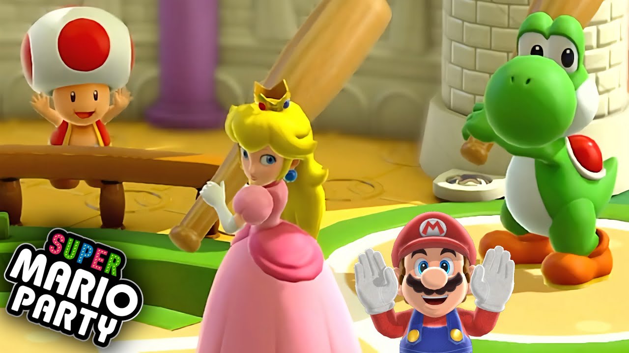 Super Mario Party Mini League Baseball Peach and Yoshi vs Dry Bones and Shy Guy