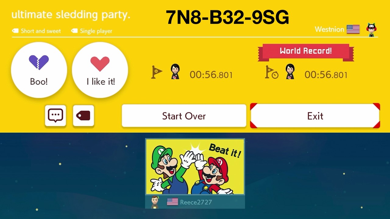 【Mario Maker 2】ultimate sledding party. by Westnion || 00:56.801 WR