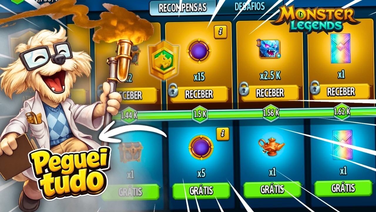PEGUEI TODAS AS RECOMPENSAS DO PASSE! 😱 Minha Conta Evoluiu DEMAIS | Monster Legends Ep24