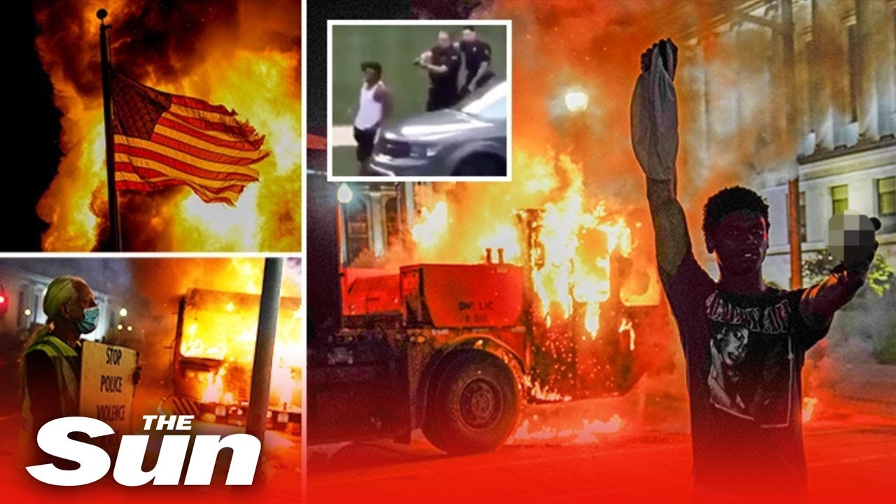 Cars & buildings in flames in second night of Kenosha riots