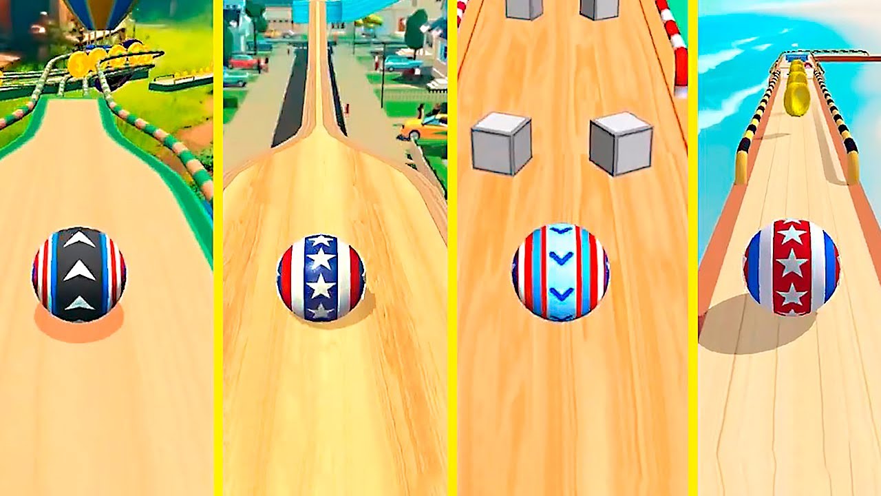 Going Ball vs Crazy Rolling Ball vs City Ball vs Sky Rolling Ball: PATRIOT Balls Battle! Race 1099