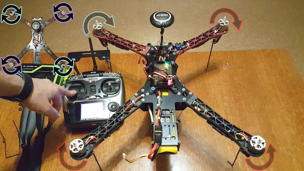 Подключение регуляторов (30A) + моторов (2212 920KV) + контроллера (APM )