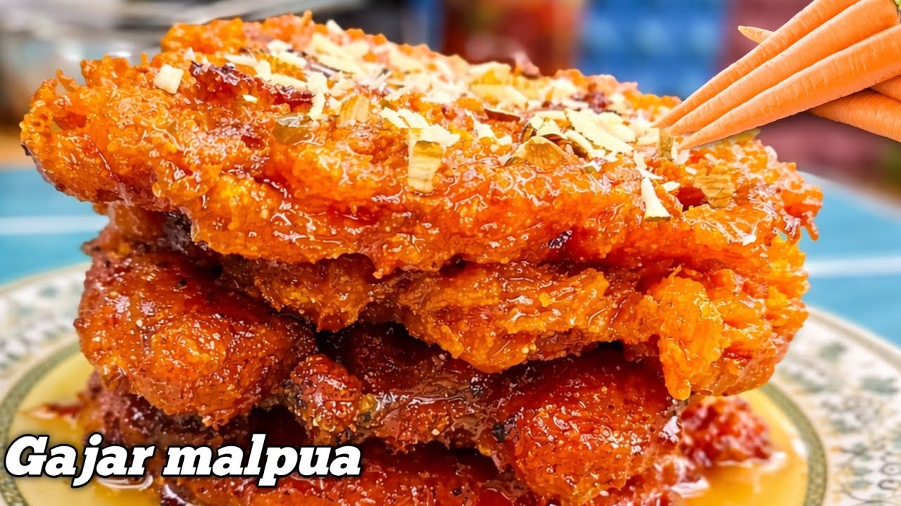 Holi Special Gajar Ka Malpua 😍 | Crispy Bahar Se Soft Andar Se | Desi Style Sweet Reci | FoodieZaika