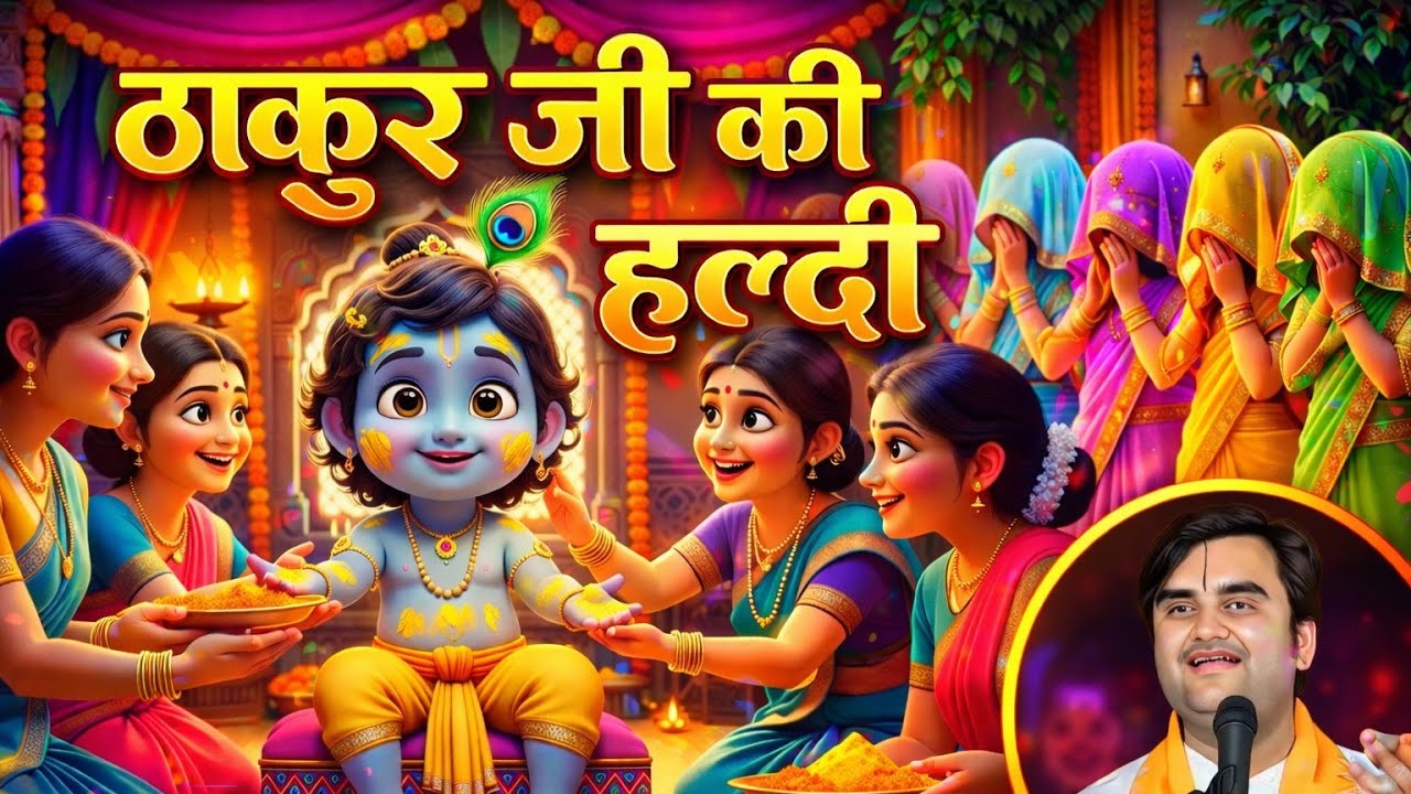 ठाकुर जी की हुई हल्दी रस्म सभी ग्वालबाल आए गोपी बनकर। #indreshupadhyay @BhaktiPath 