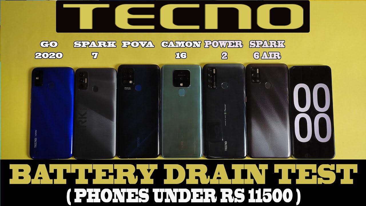 Tecno Spark 7 battery drain test vs Tecno spark 6 air vs tecno pova battery drain test