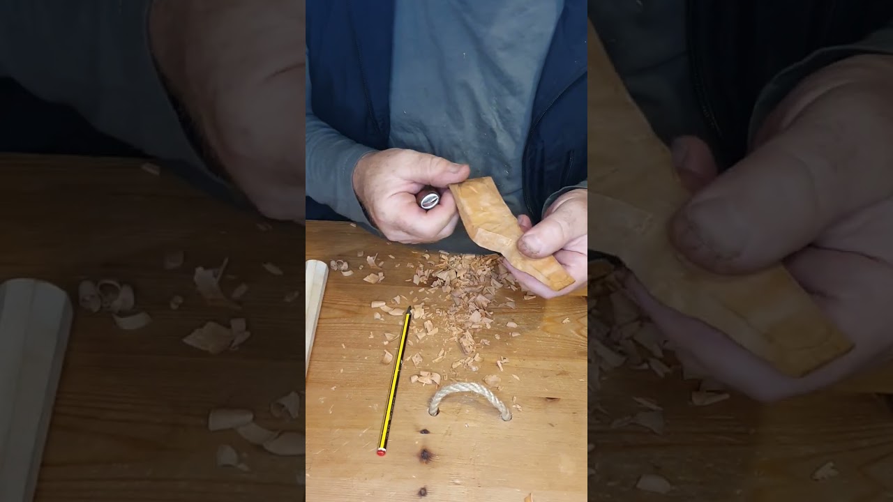 Testing out  Adam Ashworth's new prototype hooknife on a small dry alder blank.