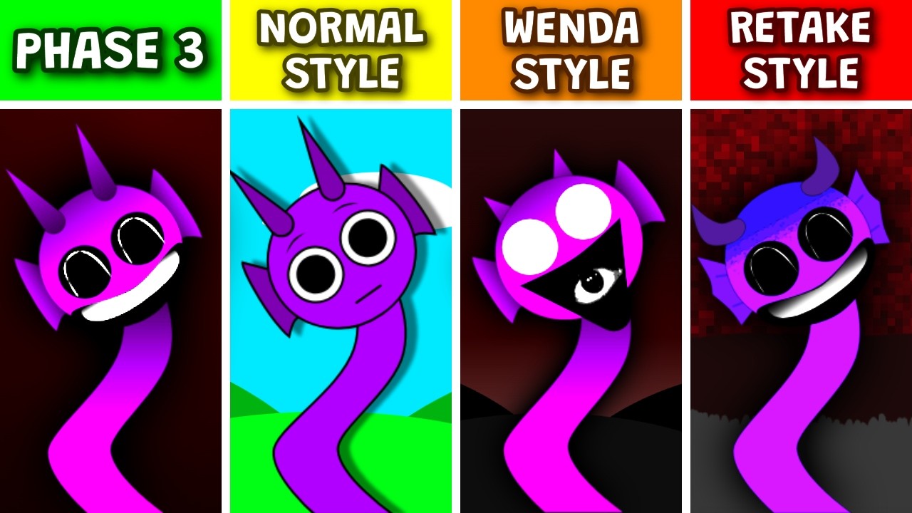 Sprunki Phase 3 But VS Normal Style VS Wenda Treatment Style VS Retake Style