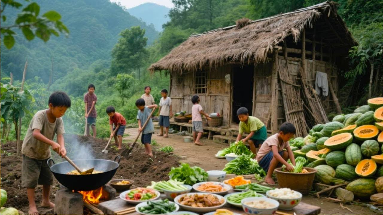 【一家七口隐居深山】抛弃城市的喧嚣与世隔绝的种地生活，孩子们每天都亲自烧饭种地！#农村生活#亲子